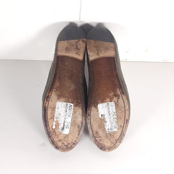 Frye Women's Carson US 7M Green Leather Distressed Slip On Ballet Flats Shoes - Picture 11 of 13